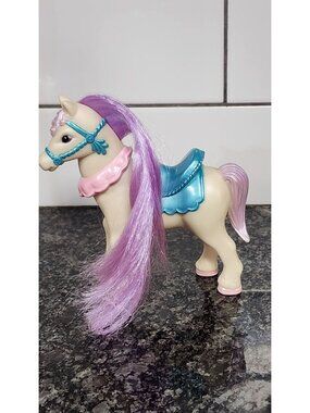 FISHER PRICE ONCE UPON A DREAM DOLLHOUSE PONY HORSE PURPLE HAIR STABLE TEAL